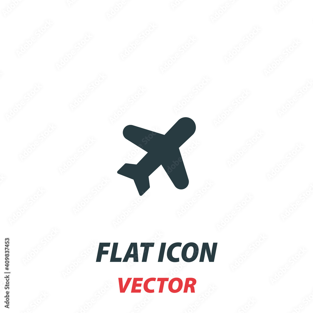 Plane icon in a flat style. Vector illustration pictogram on white background. Isolated symbol suitable for mobile concept, web apps, infographics, interface and apps design Plane icon in a flat style. Vector illustration pictogram on white background. Isolated symbol suitable for mobile concept, web apps, infographics, interface and apps design