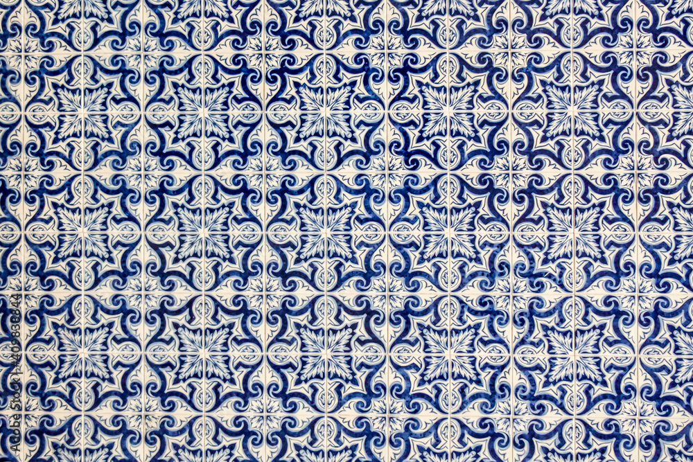 Traditional blue and white Portuguese wall tiles