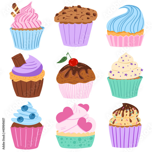 Little delicious cupcakes and muffins