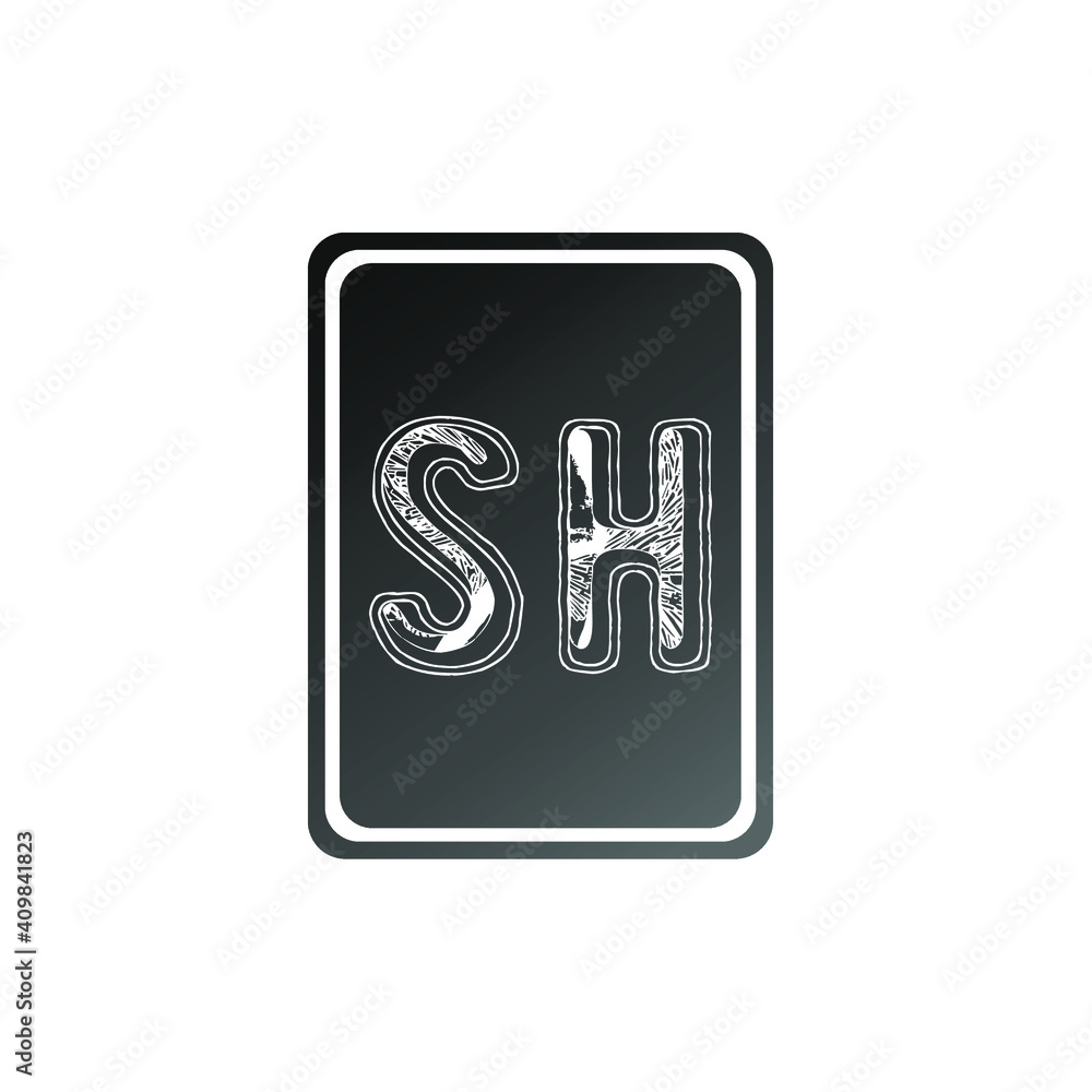 letter SH. vector logo design with square grays letter SH. vector logo design with square grays