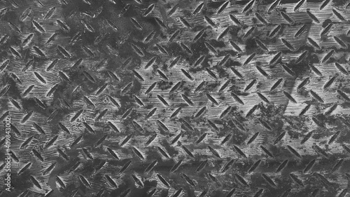 Rusty stainless steel background Seamless pattern of rust iron wall or wallpaper in black and white tone or monochrome. Textured or grunge panel and Hard material concept.