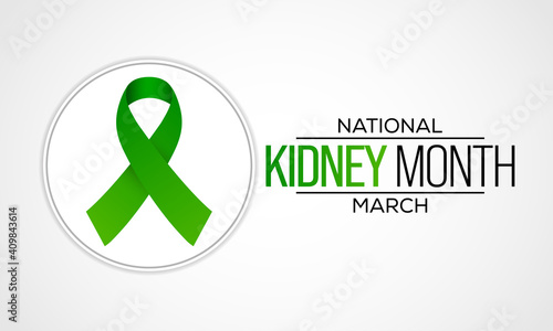 National Kidney month observed annually in March to raise awareness about kidney disease. Vector illustration.