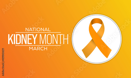 National Kidney month observed annually in March to raise awareness about kidney disease. Vector illustration.