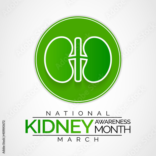 National Kidney month observed annually in March to raise awareness about kidney disease. Vector illustration.