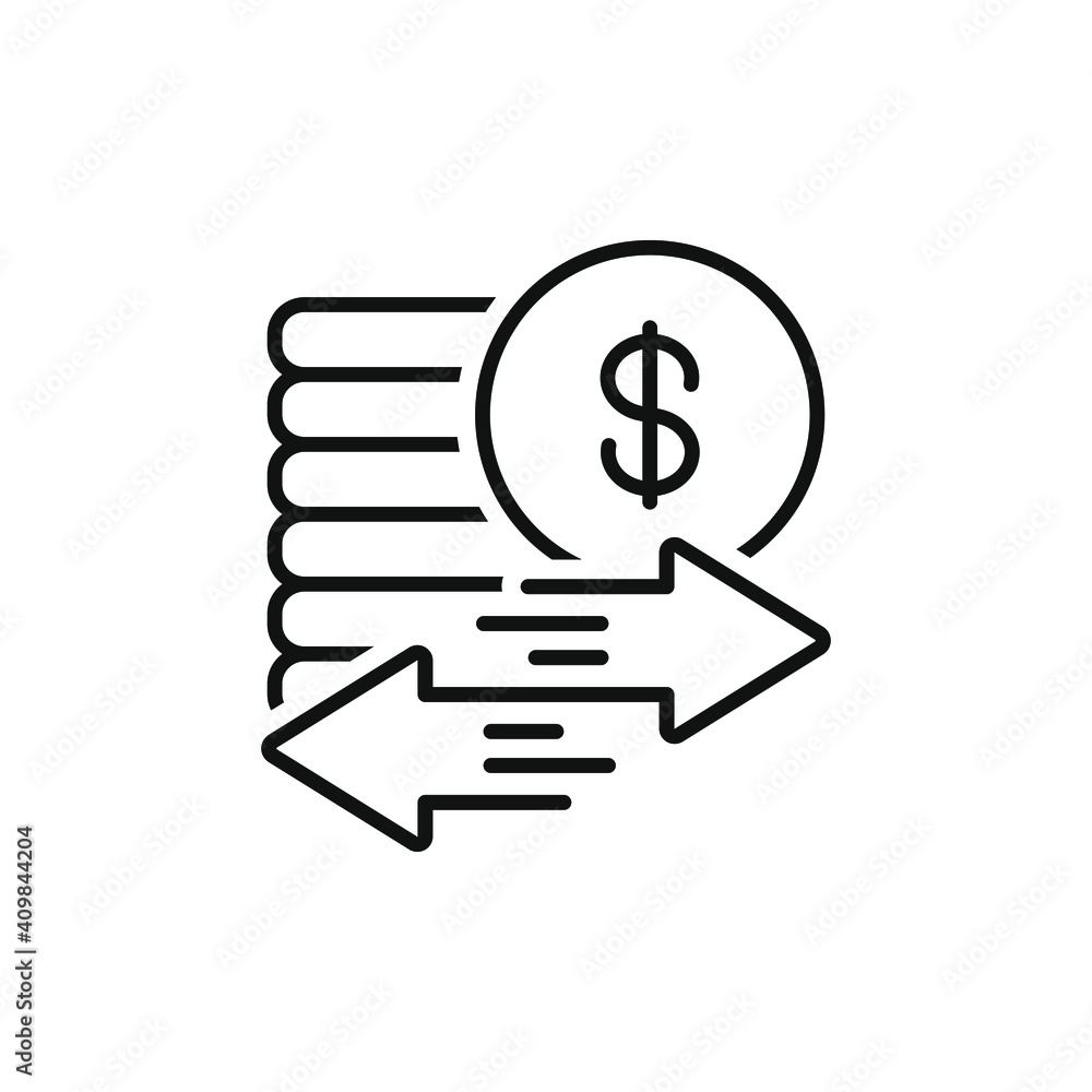 Money transfer icon concept isolated on white background. vector illustration Money transfer icon concept isolated on white background. vector illustration