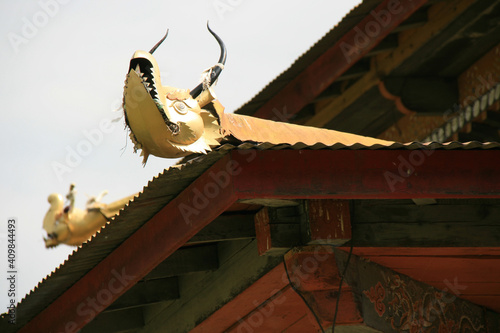 buddhist temple or monastery in lobesa in bhutan photo