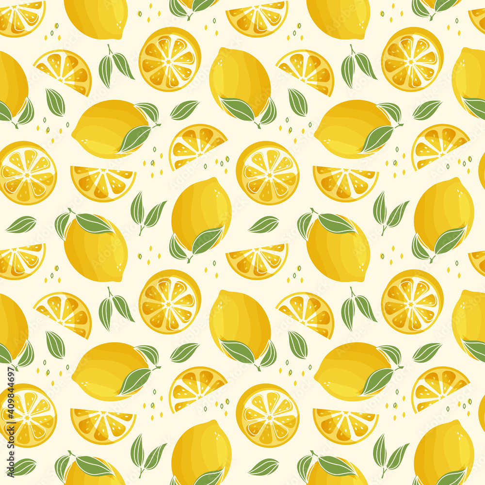 Seamless pattern with lemons. Vector background. Seamless pattern with lemons. Vector background.