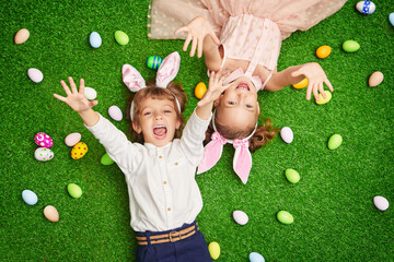 cheerful boy and girl