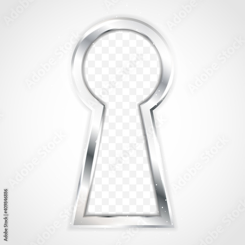 Abstract metal shiny transparent keyhole
