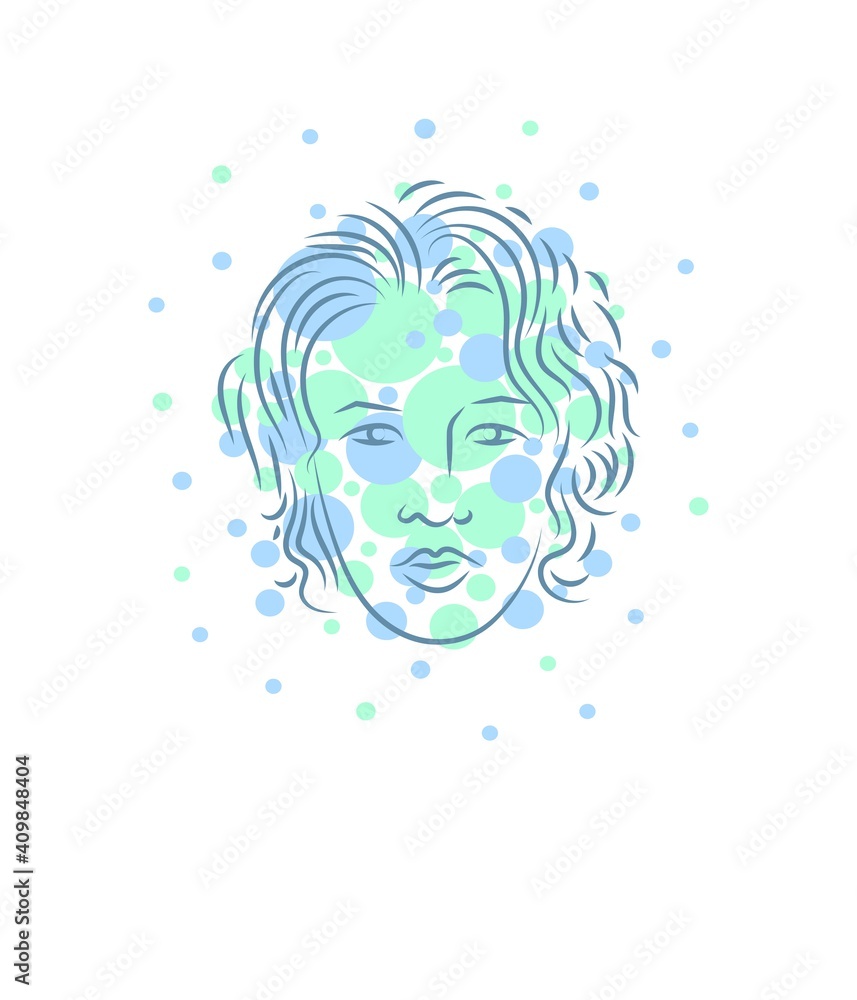 Abstraction. Color outline image of a woman's head. Abstraction. Color outline image of a woman's head.