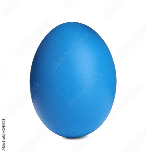 Painted blue egg isolated on white. Happy Easter