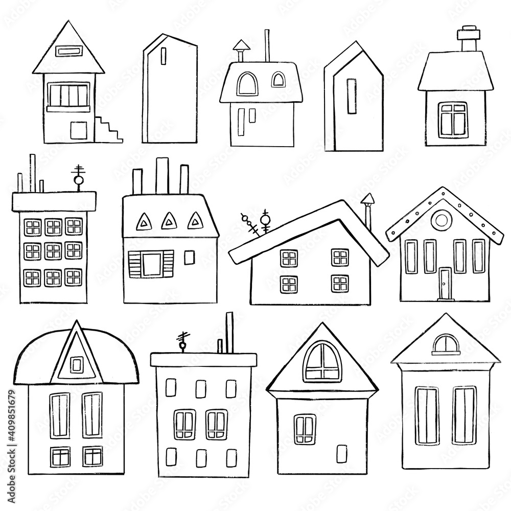 Fototapeta premium Building Icons - Line Series set symbol illustration