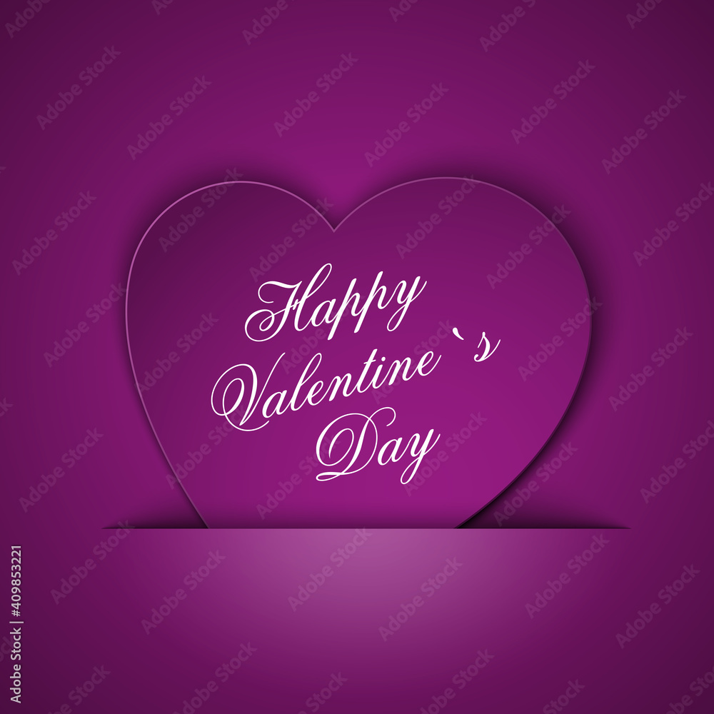 lilac Heart from paper Valentines day card background illustration