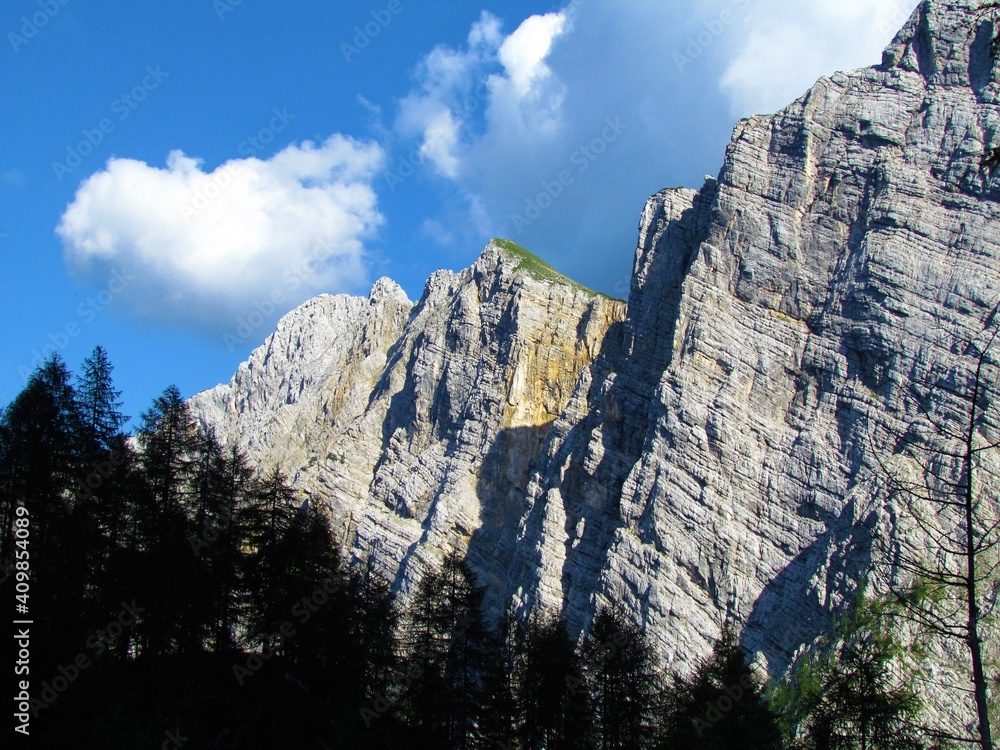 Mountains above Krma valley in Julian alps alps, Slovenia Mountains above Krma valley in Julian alps alps, Slovenia