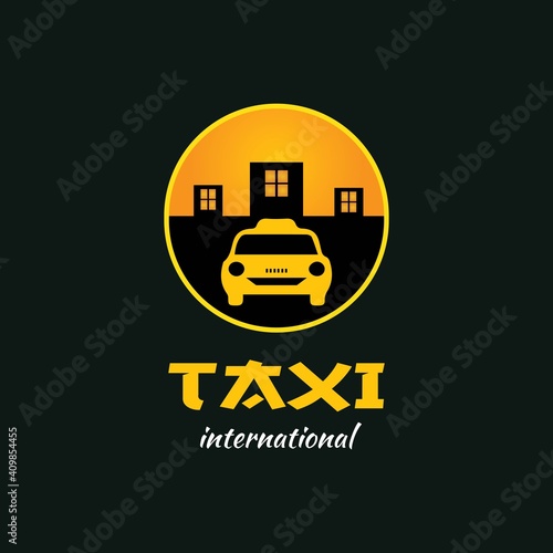 Taxi international concept logo design template vector. circle taxi logo emblem sticker