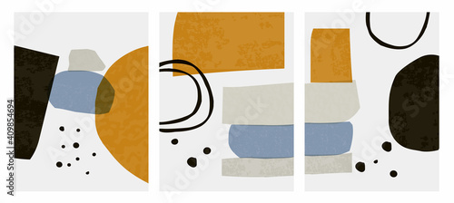 Abstract shapes Nordic paint print set. Scandinavian style poster background collection. Minimalist contemporary design vector illustration for wall decoration, home gallery, postcard, brochure cover