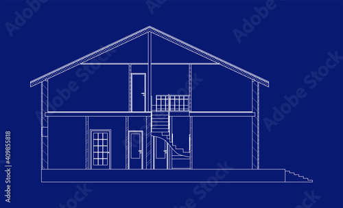 Modern architectural background.  Cross-section house. Vector illustration. 10 eps.