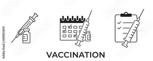 vaccination icon set. medical and immunization symbol. coronavirus protection and disease prevention symbol