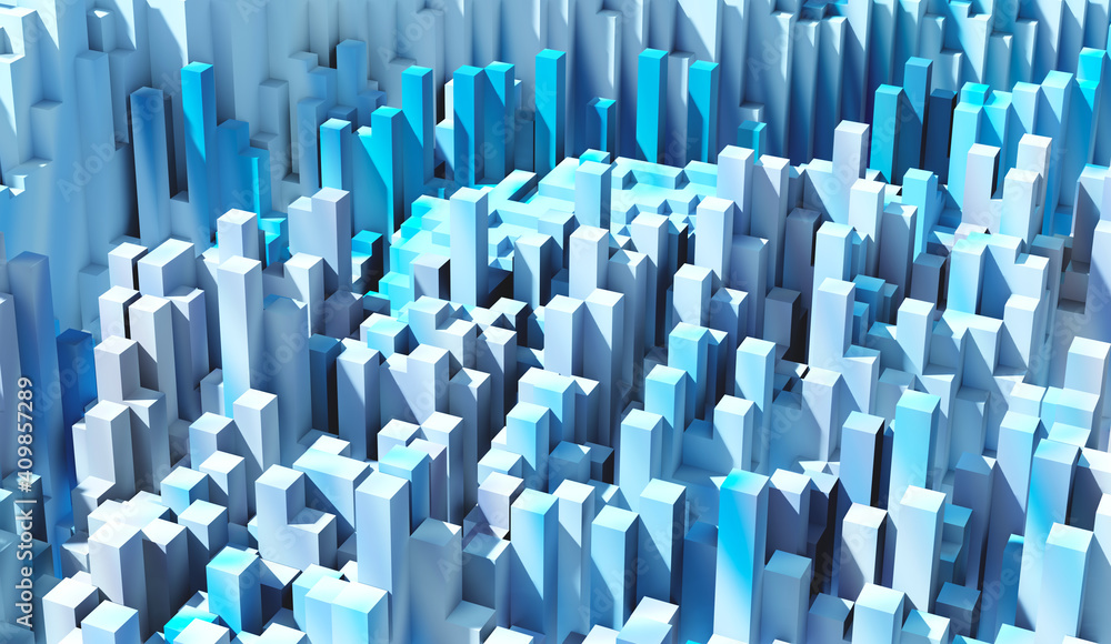 Fototapeta premium Sci - Fi, Voxel colourful abstract background Business and technology concept. Illuminated cubes 3D render. Business and technology concept background 