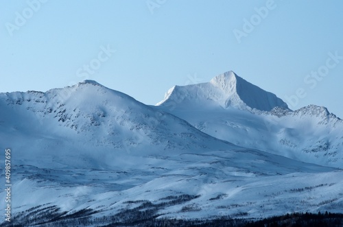 snow covered mountain in northern Norway