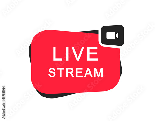 Live Stream icon. Banner for blog, player, broadcast, website, online radio, media labels, logo. Live streaming element for broadcasting or online tv stream. Vector icon for news and television.