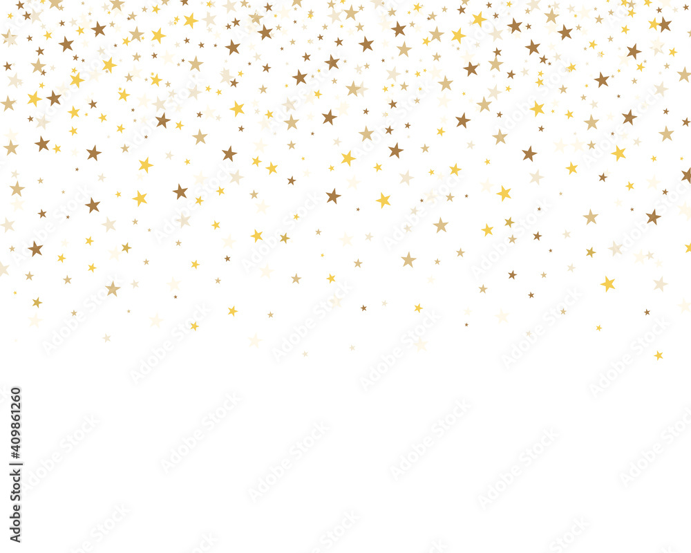Golden Stars Border Isolated White background, Vector Illustration
