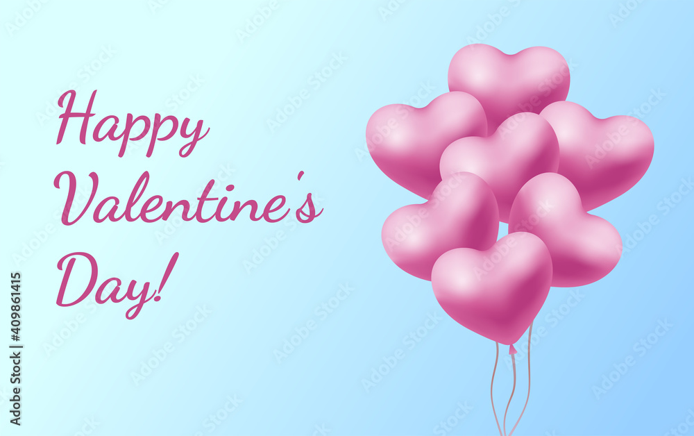 Heart balloons on blue background for valentines Vector