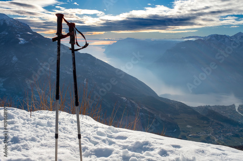 
Il lago di Garda con il monte Baldo dalla val di Gresta invernale photo