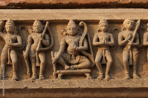 Hindu deities stone sculpture art. Shamlaji temple is dedicated to Vishnu or Krishna. Aravali, Gujarat, India photo