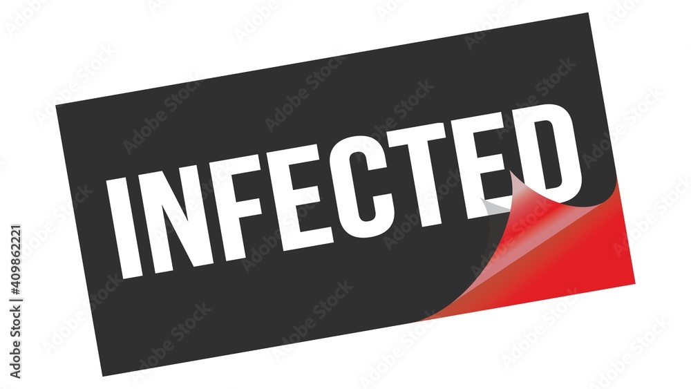 INFECTED text on black red sticker stamp.