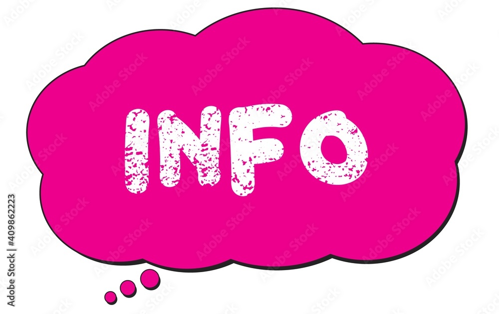 INFO text written on a pink thought cloud bubble. INFO text written on a pink thought cloud bubble.