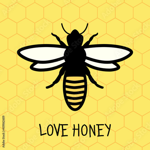 Honey bee. Insect. Honey making concept. Vector illustration
