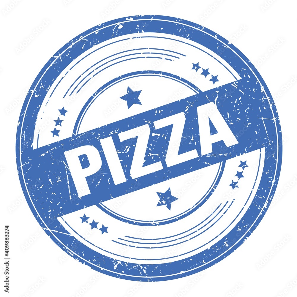 PIZZA word written on blue round grungy stamp PIZZA word written on blue round grungy stamp