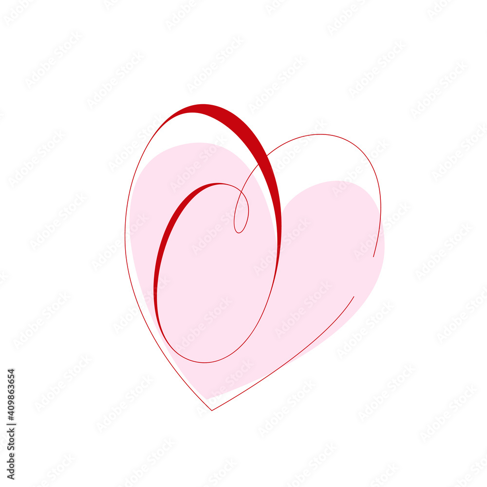 Letter O logo.Wedding decorative creative calligraphic icon isolated on light background.Ornate symbol for beauty, gift boutique brand.Alphabet initial.Heart shape playful element.Bright red color.