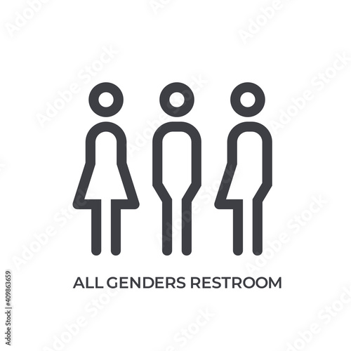 All gender restroom sign. Male, female transgender. Vector illustration.