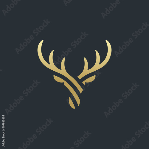 Abstract Deer Head Logo Design. Vector illustration. Stylized geometric shape deer logotype.
