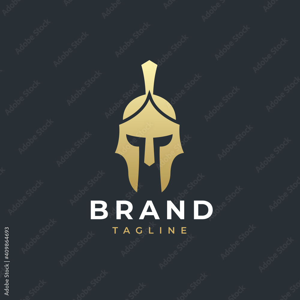 Warrior helmet logo design. Spartan, Greek gladiator helmet logotype.
Warrior helmet logo design. Spartan, Greek gladiator helmet logotype.
