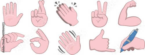 Vector illustration of emoticons of hands with different gestures