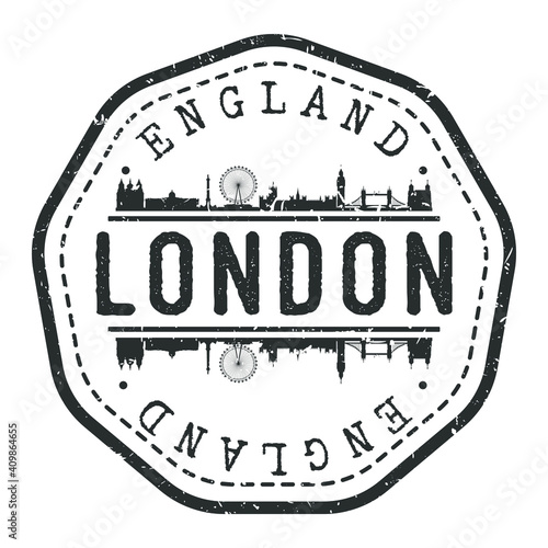 London, UK Stamp Skyline Postmark. Silhouette Postal Passport. City Round Vector Icon. Vintage Postage Design.