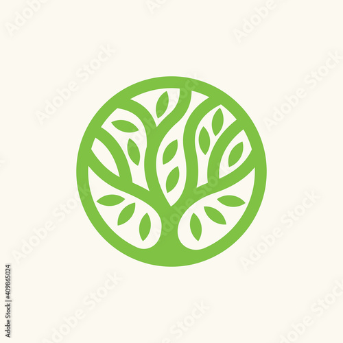 Abstract round tree logo icon. Universal creative floral symbol.  Vector tree icon sign.
