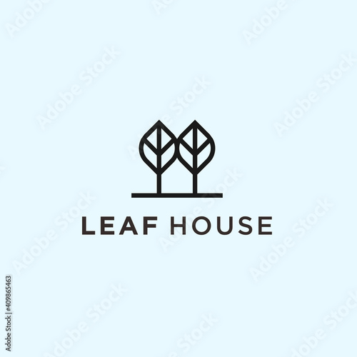 abstract house logo. leaf icon