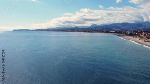 Drone in flight in the Ionian coast of Calabria near Bovalino Italy