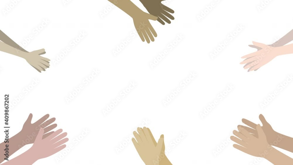 White background with human hands clapping ovation in 4k video.