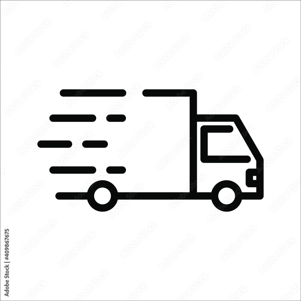 Fast shipping delivery truck flat vector icon for apps and websites