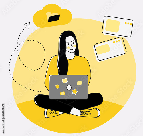 Freelancer girl working at home