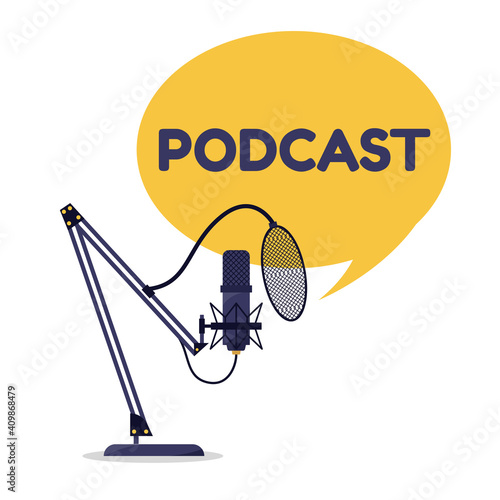 Podcast or radio logo design using microphone