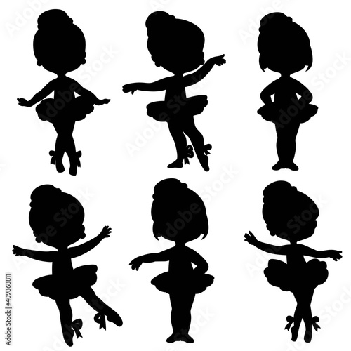 Silhouettes of beautiful graceful ballerinas set 1 isolated on a white background