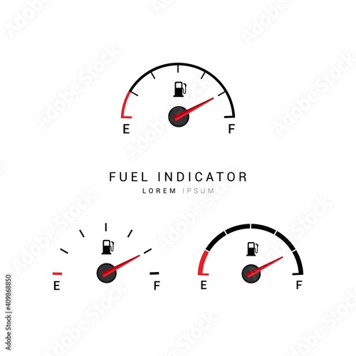 Fuel gauge, fuel indicator, Gasoline indicator, fuel meter icon logo vector concept design isolated on white background