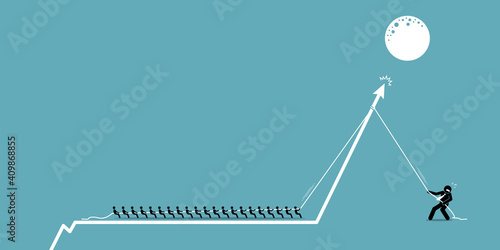 Retail investors versus institutional hedge fund investor in stock market. Vector illustrations concept of small individual investors group and team together to fight against hedge fund institution.