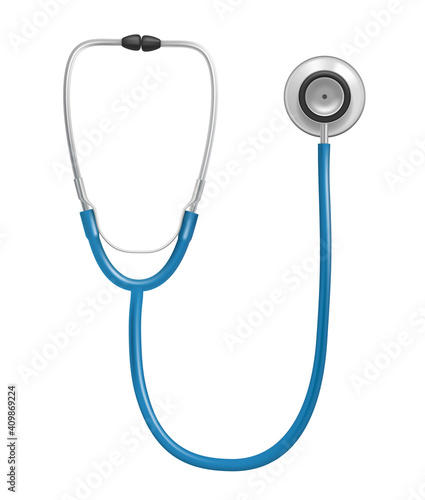 Medical stethoscope. Tools for doctor healthcare concept realistic picture decent vector stethoscope picture. Medical stethoscope, medicine tool instrument illustration